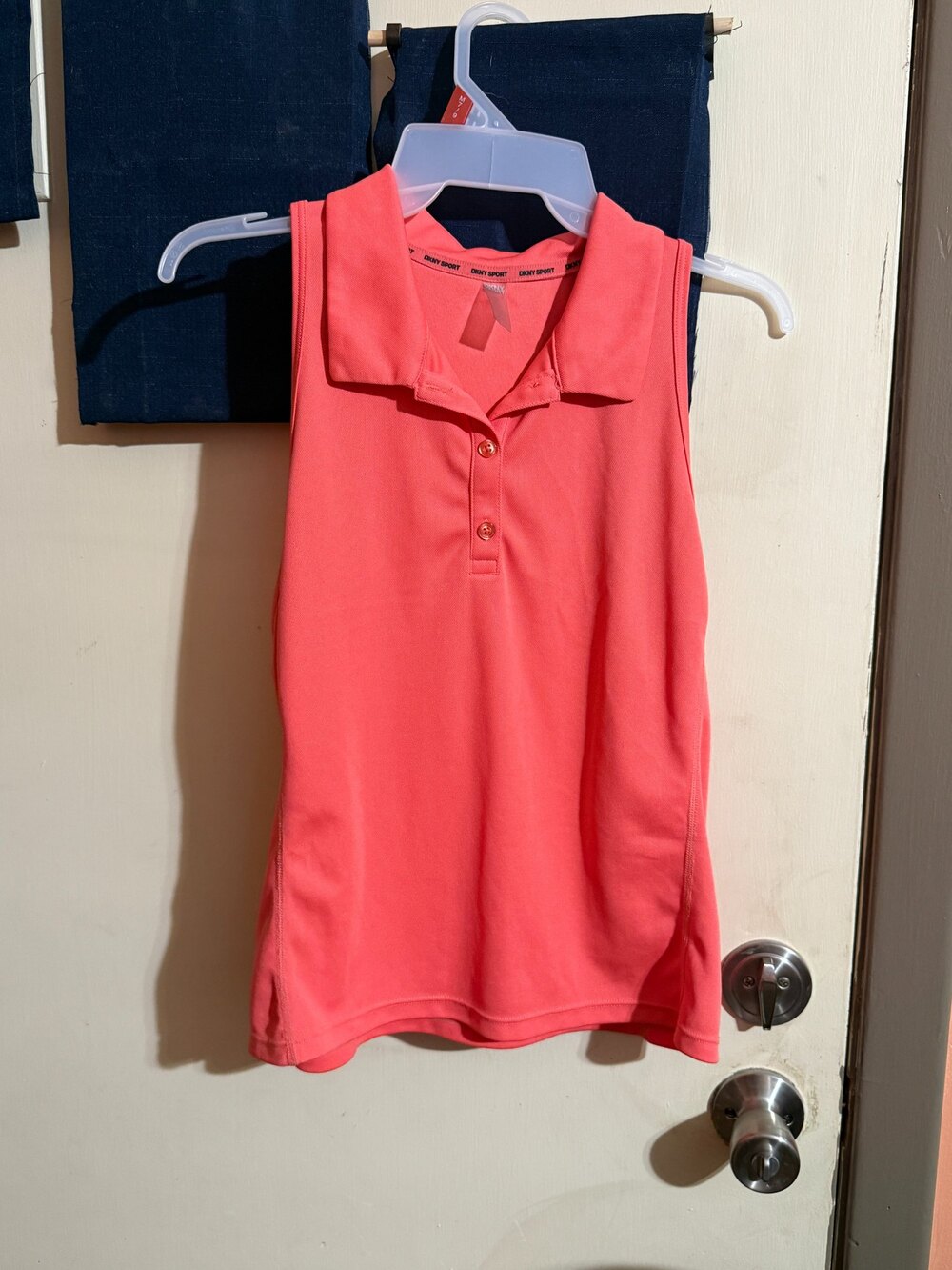 DKNY Sport Coral Sleeveless Polo Top Size L